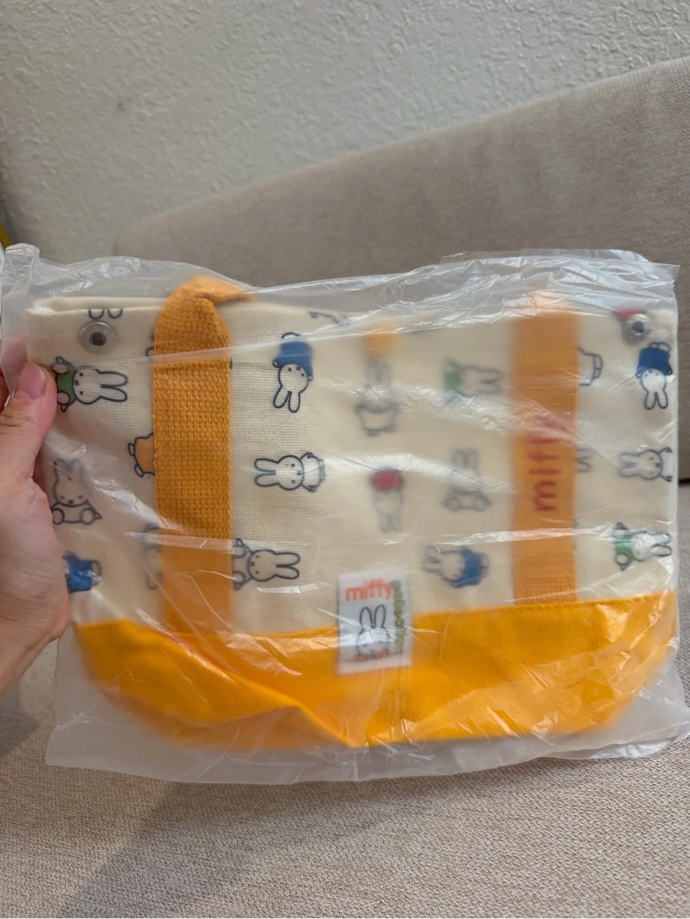miffy Canvas Pet Tote in Yellow and Cream with Character Print